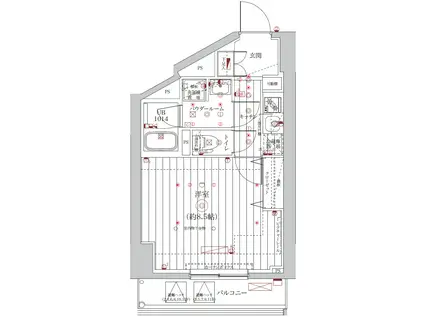 ユリカロゼ東向島(1K/7階)の間取り写真