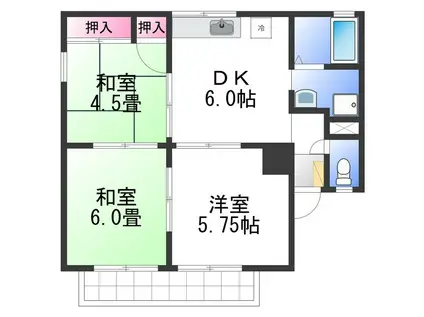 サングレース B棟(3DK/2階)の間取り写真