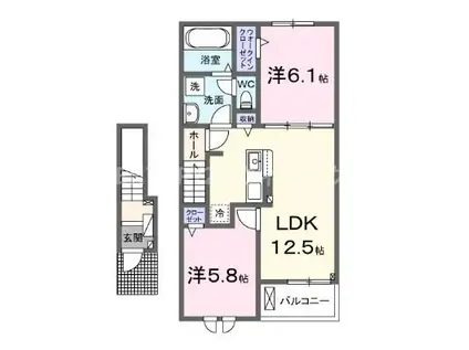 フリーデ・M(2LDK/2階)の間取り写真