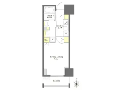 プライムメゾン恵比寿(1K/8階)の間取り写真