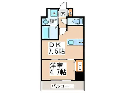 クローバーメゾン我孫子(1DK/6階)の間取り写真