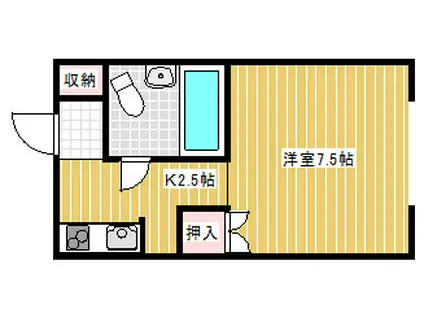 シャトレ白樺(ワンルーム/1階)の間取り写真