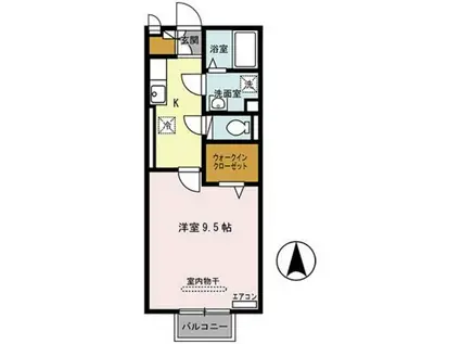 カーサ・ベアーレ(1DK/1階)の間取り写真