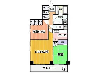 グランドメゾン藤沢(2LDK/6階)の間取り写真