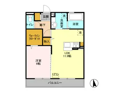 リーフアベニュー(1LDK/2階)の間取り写真