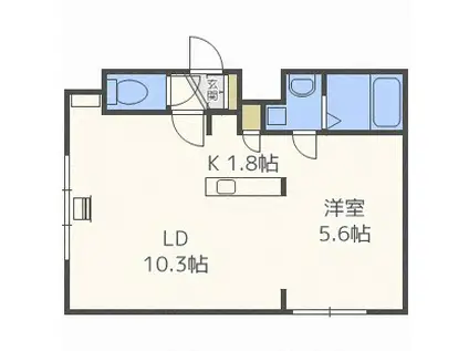 コラージュ琴似(1LDK/2階)の間取り写真