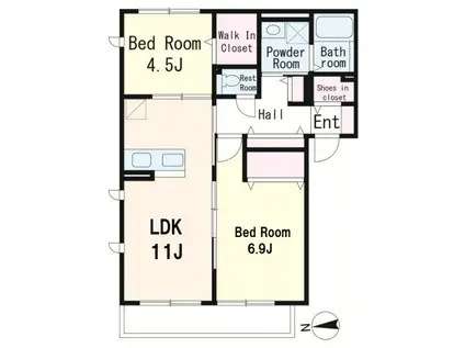 ジュールエスト航空公園(2LDK/1階)の間取り写真