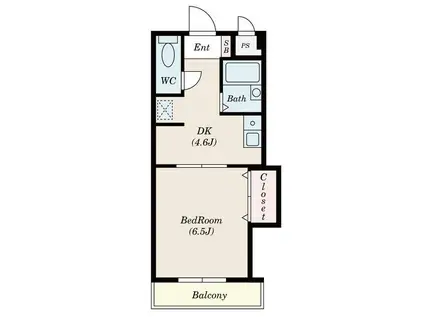 ビューコート(1DK/2階)の間取り写真