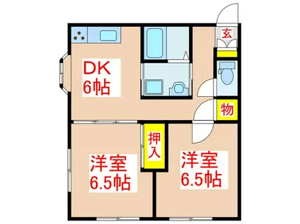 レジデンス重富(2DK/1階)の間取り写真