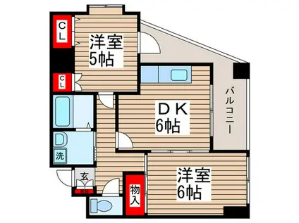 マインコート(2DK/6階)の間取り写真