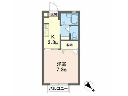 メゾンプロキオン(1K/2階)の間取り写真