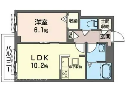 GROWILL立川II(1LDK/1階)の間取り写真