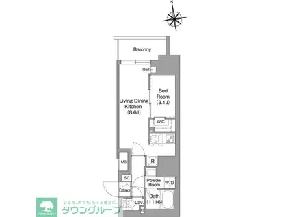 コンフォリア・リヴ北新宿(1LDK/8階)の間取り写真