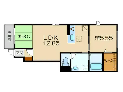 サンビックだいじゅ(1LDK/1階)の間取り写真