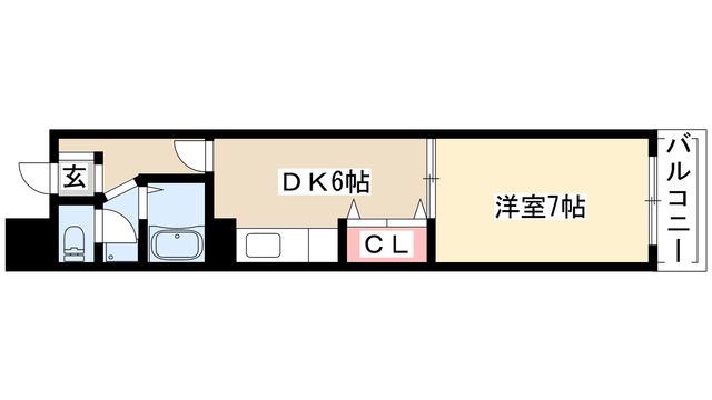 アーバンドエル杁中(1DK/9階)の間取り写真