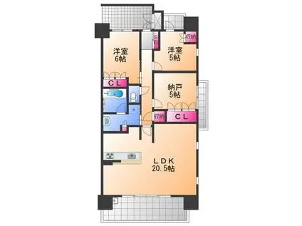 ローレルコート上野芝町四丁(3LDK/3階)の間取り写真