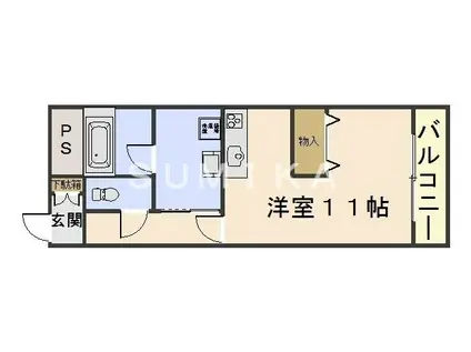 コートシオン(ワンルーム/2階)の間取り写真