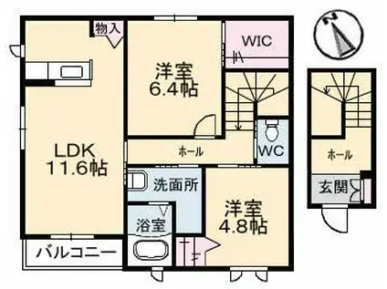 シャーメゾン彩(2LDK/2階)の間取り写真
