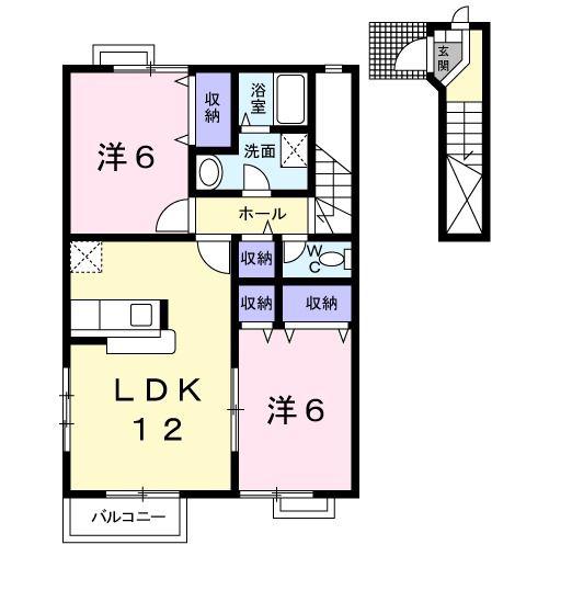 アメニティプレイス(2LDK/2階)の間取り写真
