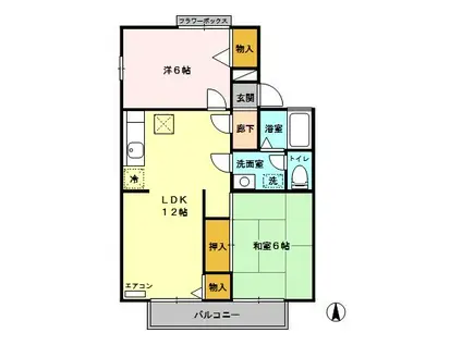 セジュールグランデI(2LDK/2階)の間取り写真