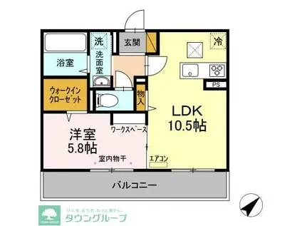 サニーリヴF(1LDK/1階)の間取り写真