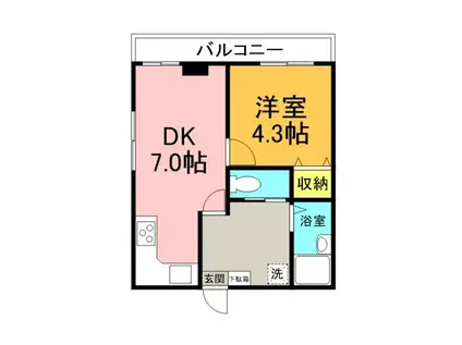 サトーハイツ(1DK/2階)の間取り写真