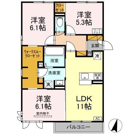 フロレスタセントラルパーク(3LDK/3階)の間取り写真