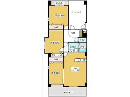 ニューラフィーネ(3LDK/3階)の間取り写真