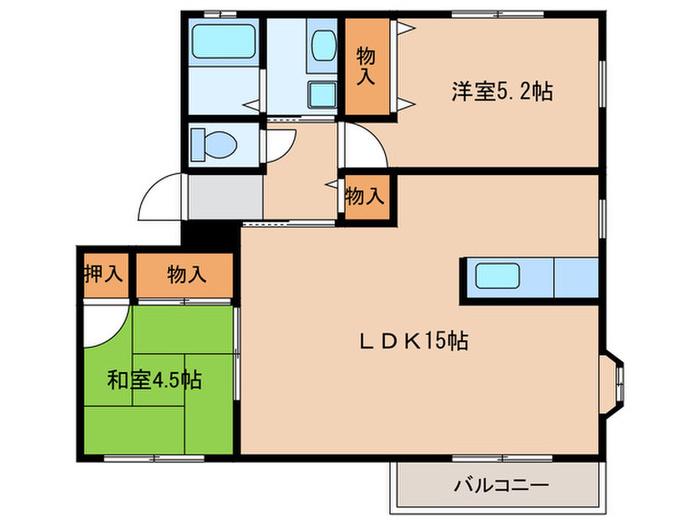 フルハウスB(2LDK/2階)の間取り写真