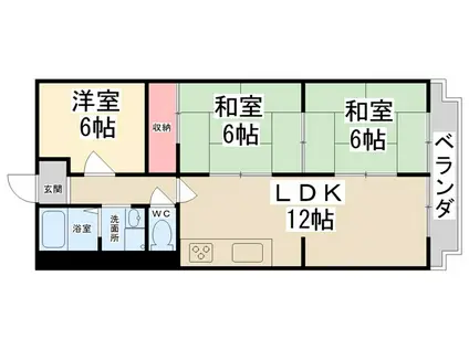 ドムール宝塚(3LDK/3階)の間取り写真