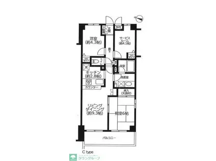コスモ与野チェロード(2SLDK/4階)の間取り写真