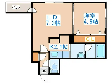 グランラヴィーヌ西町(1LDK/1階)の間取り写真