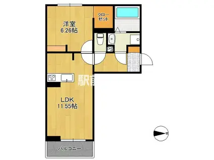 LUSSOIII(1LDK/3階)の間取り写真