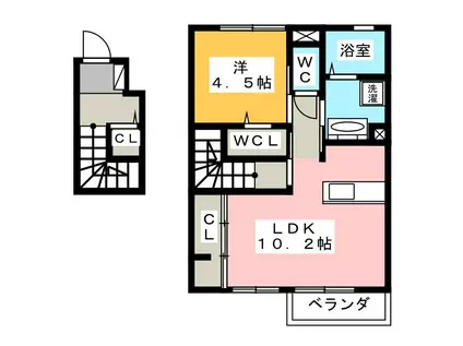 ベル・ラフィーネ(1LDK/2階)の間取り写真