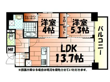 MYS CASETTE KOKURA(2LDK/1階)の間取り写真