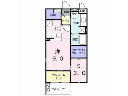 EKARINA助任(ワンルーム/1階)の間取り写真