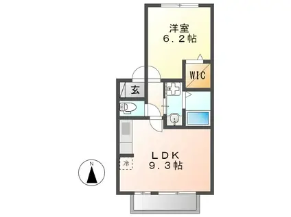 レクスト下方(1LDK/2階)の間取り写真