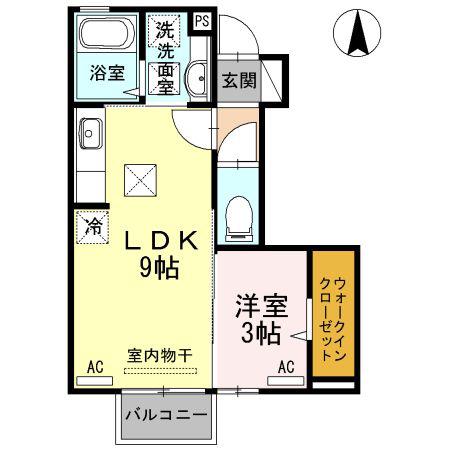 グリーンヒル エコー(1LDK/1階)の間取り写真