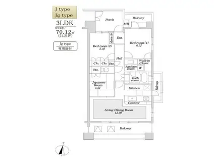 KDX志村坂上レジデンス(3LDK/2階)の間取り写真