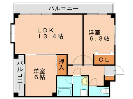 マルイラベンダーヒルズ(1LDK/4階)の間取り写真