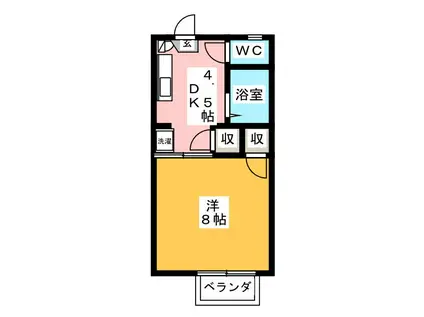 ベルメゾン三本柳Ⅴ(1K/1階)の間取り写真