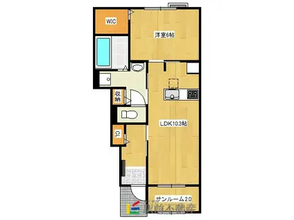 アミティエ 三本松 II(1LDK/1階)の間取り写真