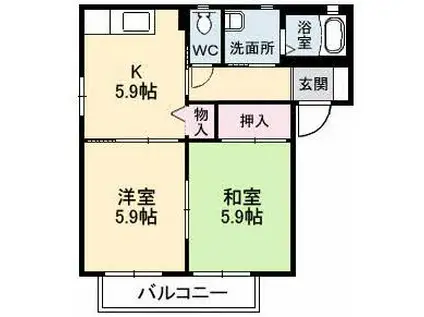 メゾン梅の木A棟(2DK/2階)の間取り写真