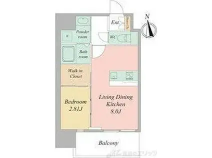 LIVECASA天満橋(1LDK/7階)の間取り写真