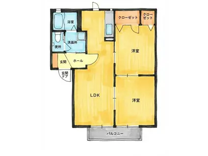 REDEAL 新狭山 I(2LDK/2階)の間取り写真