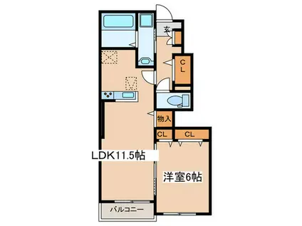 フェリスII(1LDK/1階)の間取り写真