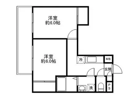 ランタナ(2K/1階)の間取り写真