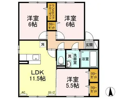 セントグランモアA(3LDK/1階)の間取り写真