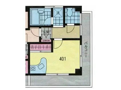 フォークス新橋(ワンルーム/4階)の間取り写真