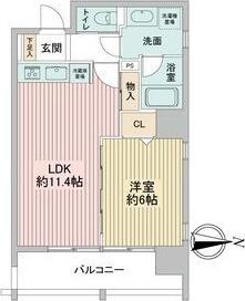 レインボーピア記念橋(1LDK/8階)の間取り写真